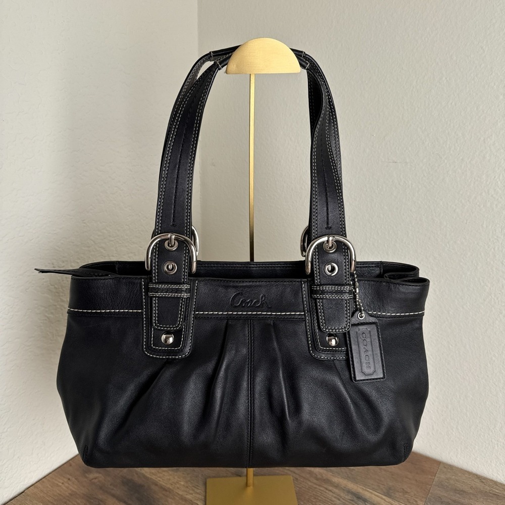 Coach Soho Pleated Black Leather Shoulder Bag Tote F13732 Excellent Condition - Picture 2 of 13